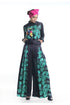 Toucan printed with highlighting embroidery bomber jacket with pleated trousers