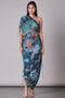 Multi Swiggle Print Hand Micro Pleated Sari Dress
