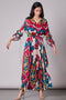 Multi Ikat Print Asymmetrical Part Hand Micro Pleated Dress