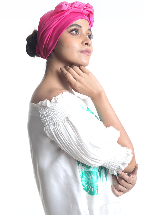 Toucan printed with highlighting embroidery detailing off-shoulder top with layered trousers