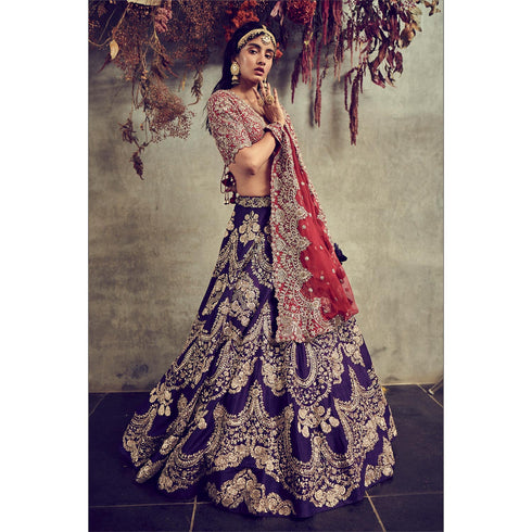 Purple embroidered lehenga set