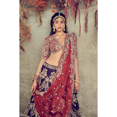Purple embroidered lehenga set