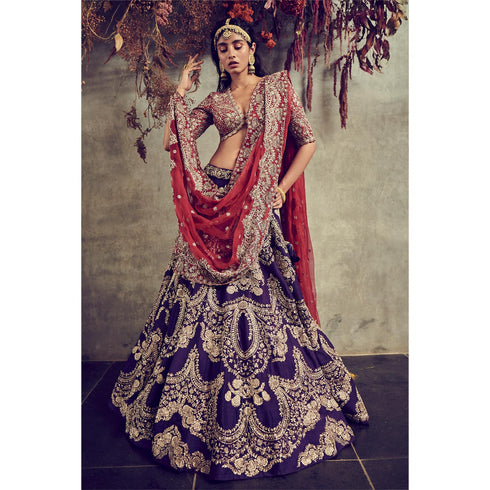 Purple embroidered lehenga set