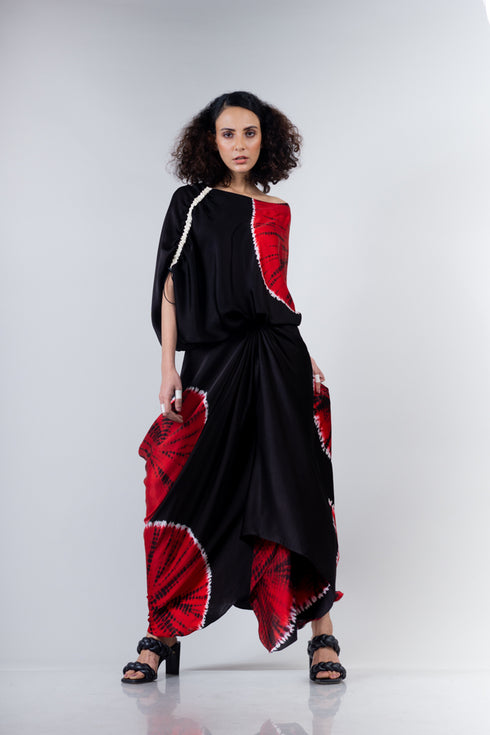 Gather Cowl Skirt & Off Shoulder Top Elasticated Set