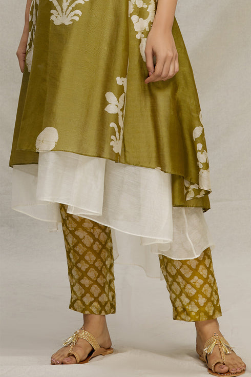 Double layer kurta set in batik chanderi