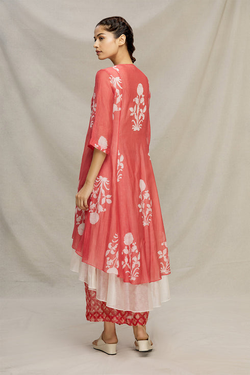 Double layer kurta set in batik chanderi