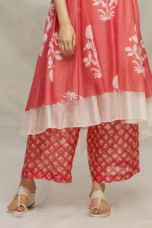 Double layer kurta set in batik chanderi