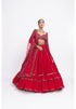 Red double tier lehenga set