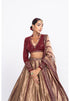 Maroon copper tissue lehenga set