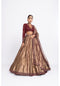 Maroon copper tissue lehenga set