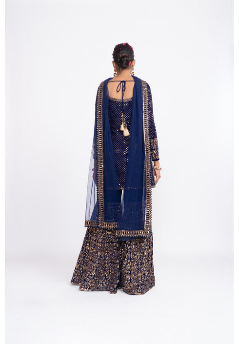 Navy blue kurta sharara set