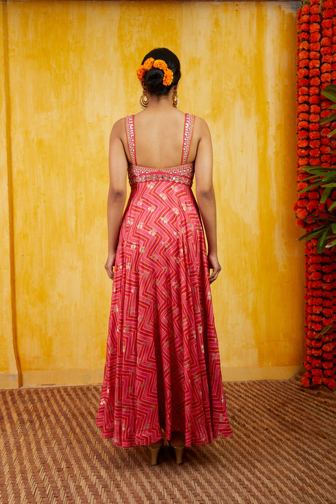 Marigold Zigzag Strappy Gown