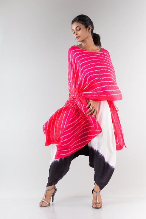 Cape Drawstring Top with Dhoti Pant Set