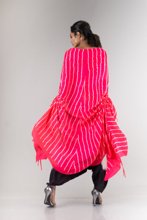 Cape Drawstring Top with Dhoti Pant Set