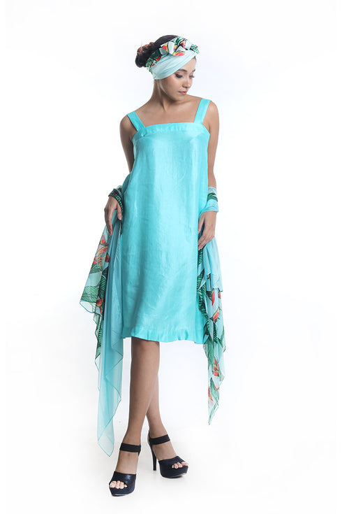 Lobster claw printed jacket teamed with dress