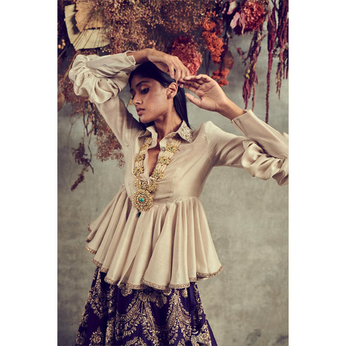 Purple embroidered lehenga set