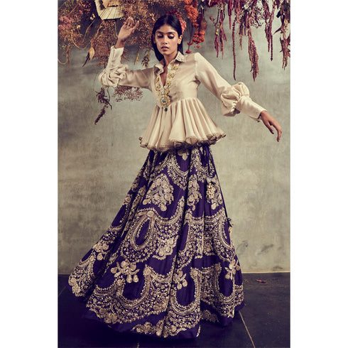 Purple embroidered lehenga set