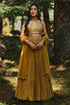 Ochre Yellow Flame Print 3- Layered Lehenga