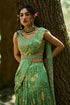 Fern Green Naksha Print Asymmetric Layered Saree