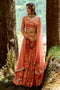 Sherbet Orange Jungle Print 5 Layered Lehenga