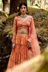 Sherbet Orange Jungle Print 5 Layered Lehenga