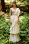 Off White 2 Layered Pre-Draped Saree