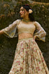 Off White Floral Printed Lehenga Set