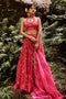 Jungle Print Rani Pink Lehenga and Halter Neck Blouse