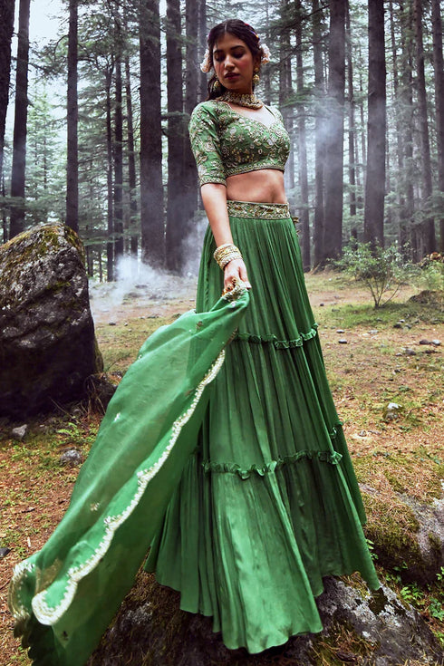 Fern Green 3 - Layered Lehenga