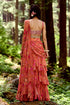 Sherbet Orange Jungle Print 3 Layered Saree
