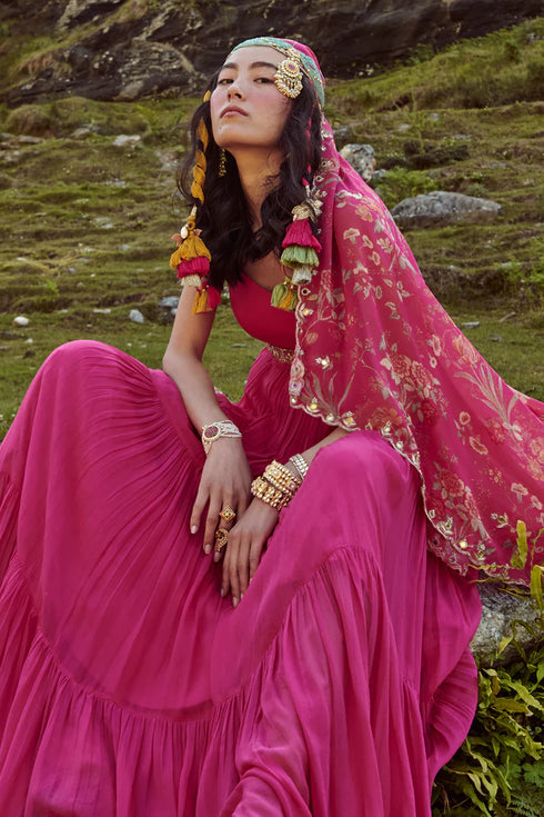 Pink 3- Layered Maxi Dress