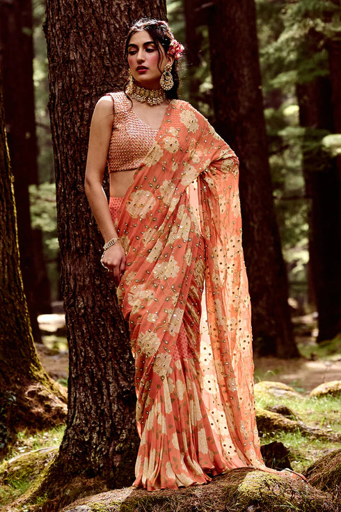 Sherbet Orange Saree