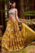 Ochre Yellow 3- Layered Rose Print Lehenga