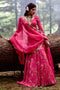 3- Layered Pink Floral Print Lehenga