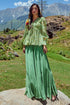 Green Naksha Print Peplum And Palazzo