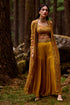 Ochre Yellow Printed Jacket Set