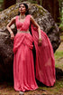 Pink Flame Print Pre-Draped Saree