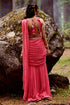 Pink Flame Print Pre-Draped Saree