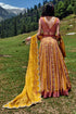 Ochre Yellow Rose Border Print Lehenga