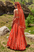 Poppy Red Border Print Lehenga and Blouse