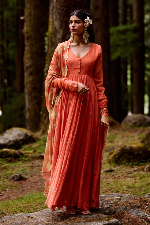 Sherbet Orange 20 Kali Anarkali