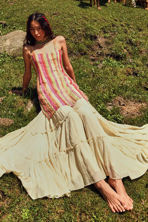 Multicoloured Stripes Sharara Set