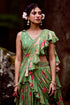Fern Green Anar Print Pre-Draped Saree