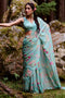 Light Blue Printed Saree Set