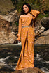 Yellow Jungle Print Pre-Draped Saree