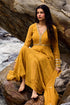 Ochre Yellow Geometric Print 28 Kali Anarkali