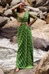 Fern Green Leheriya Print Pre-Draped Saree