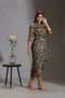 Night Shade Floral Sequin Drape Dress