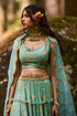 Tea Pot Blue Bagh Print Lehenga