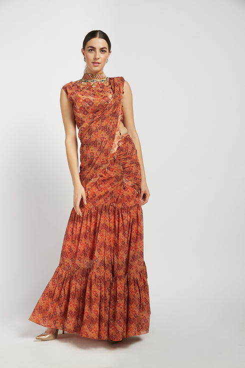 Coral Print Rabia Lehenga Set